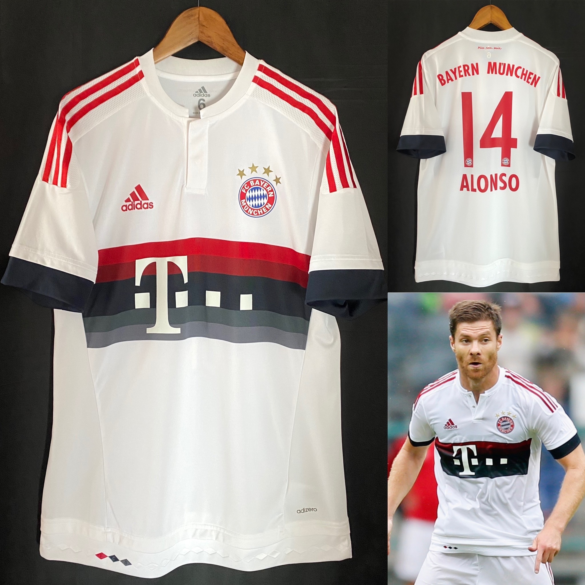 (Player Issue) Bayern Munich 2015-2016 Adidas Away Player Issue Shirt #14 ALONSO