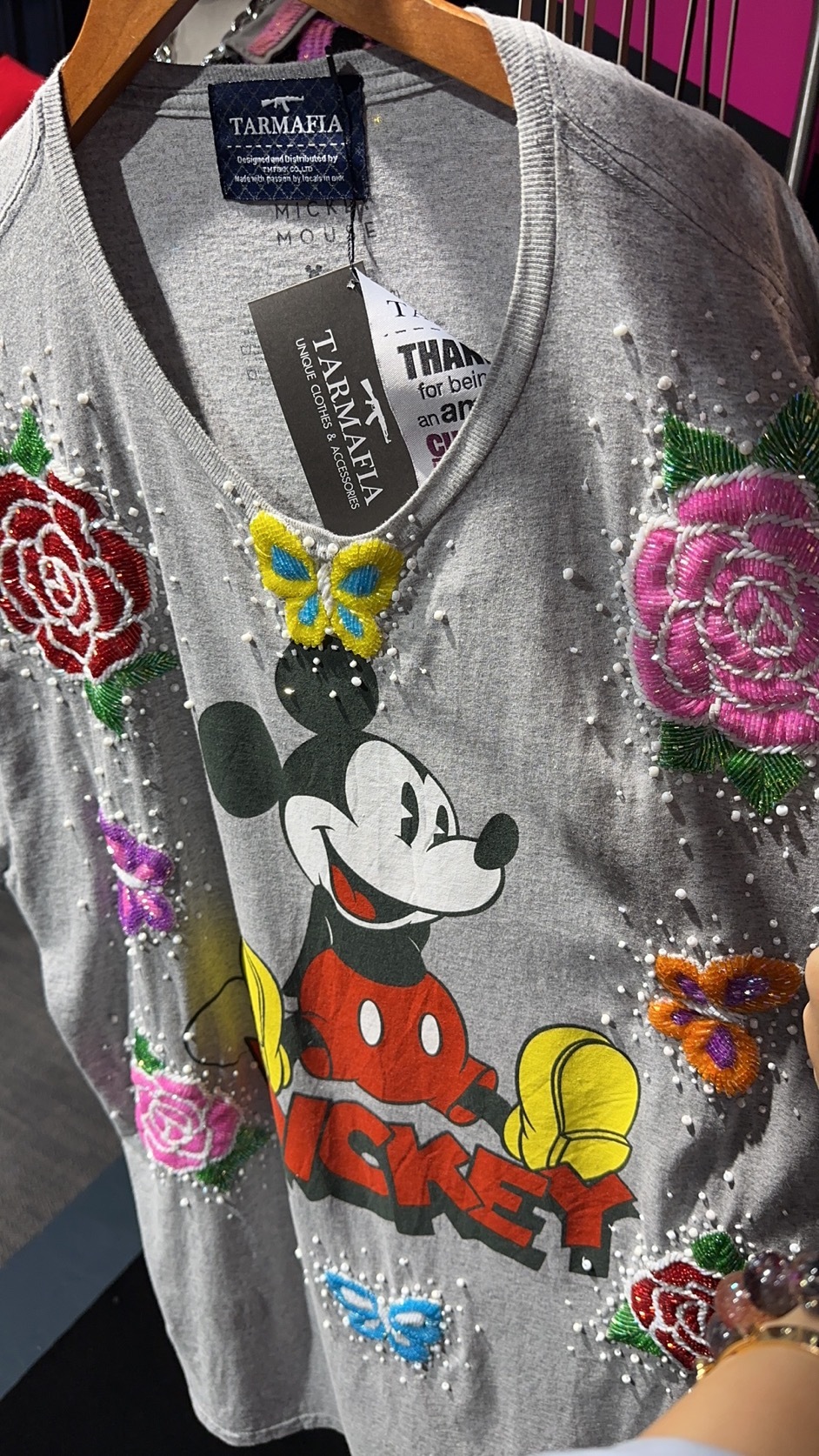 TARMAFIA 米奇花花釘珠TEE -M