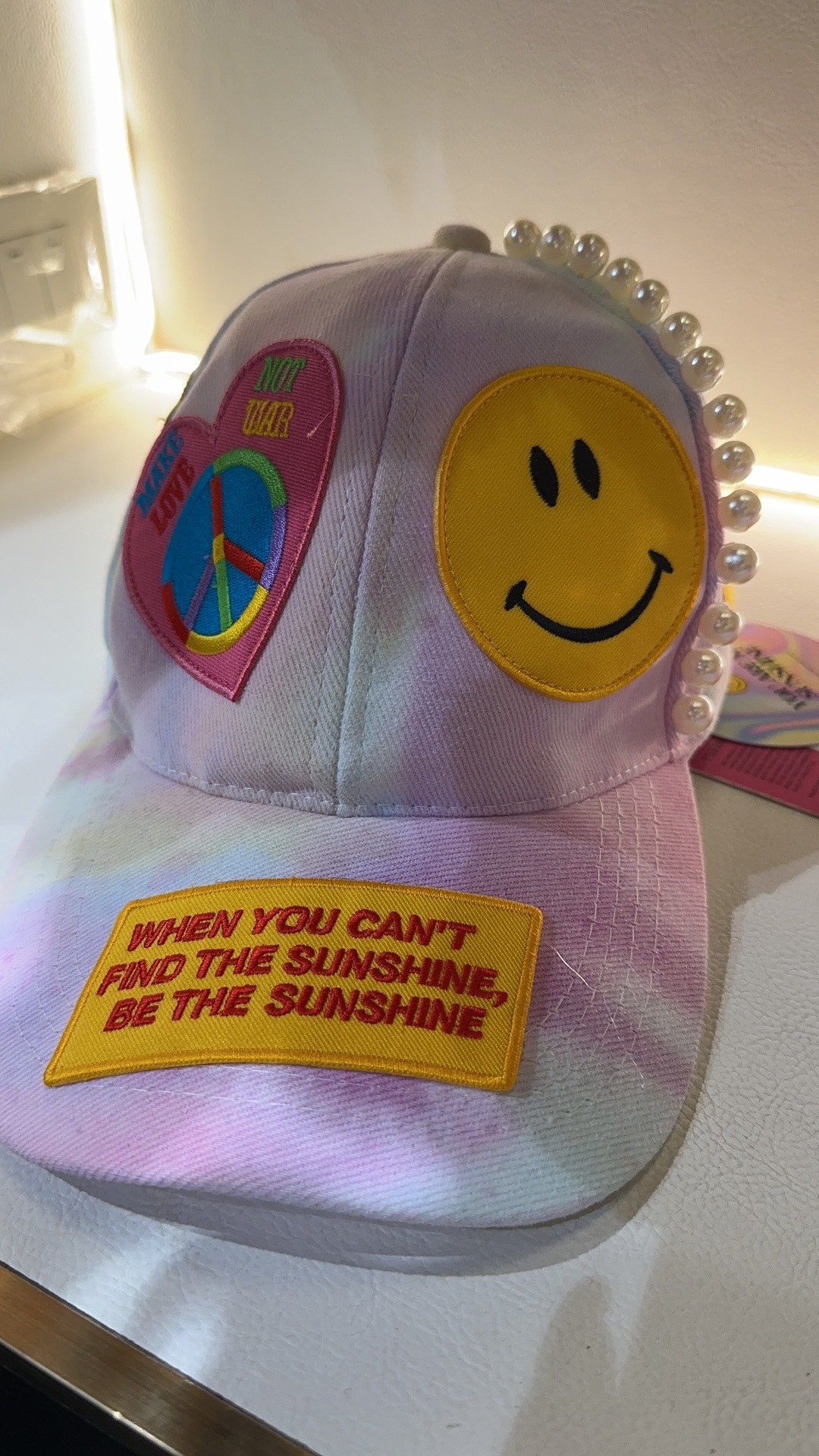 笑臉珍珠棒球帽 -M