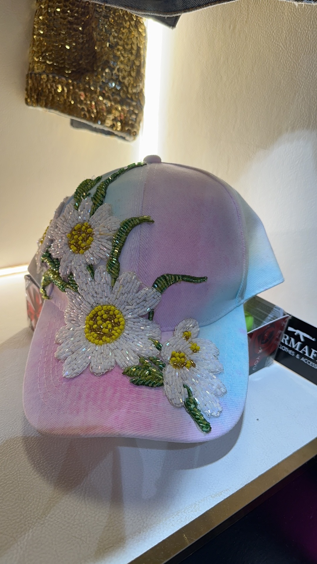 渲染花花釘珠棒球帽 -M