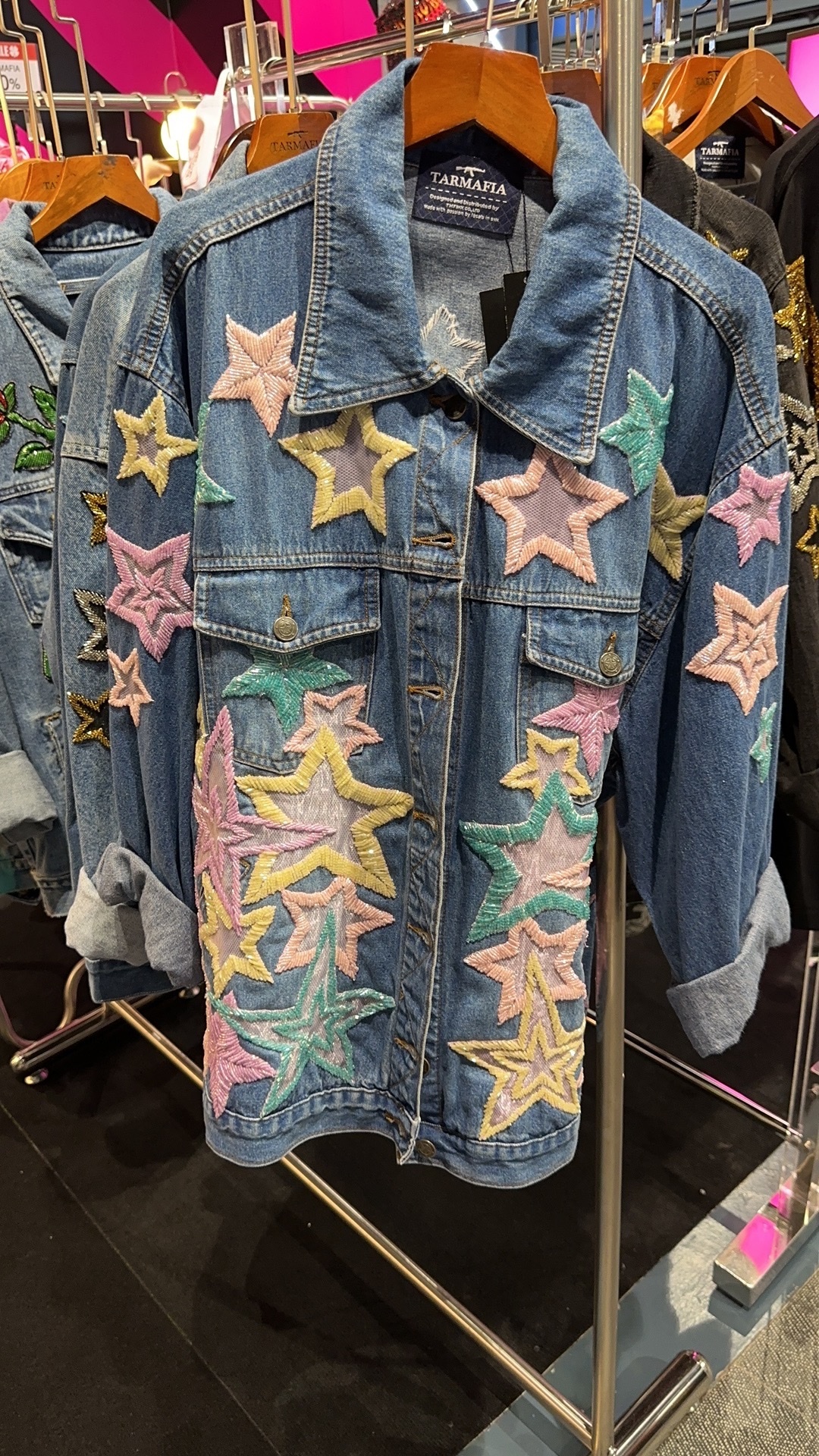 TARMAFIA 彩色星星藍色牛仔外套 -M