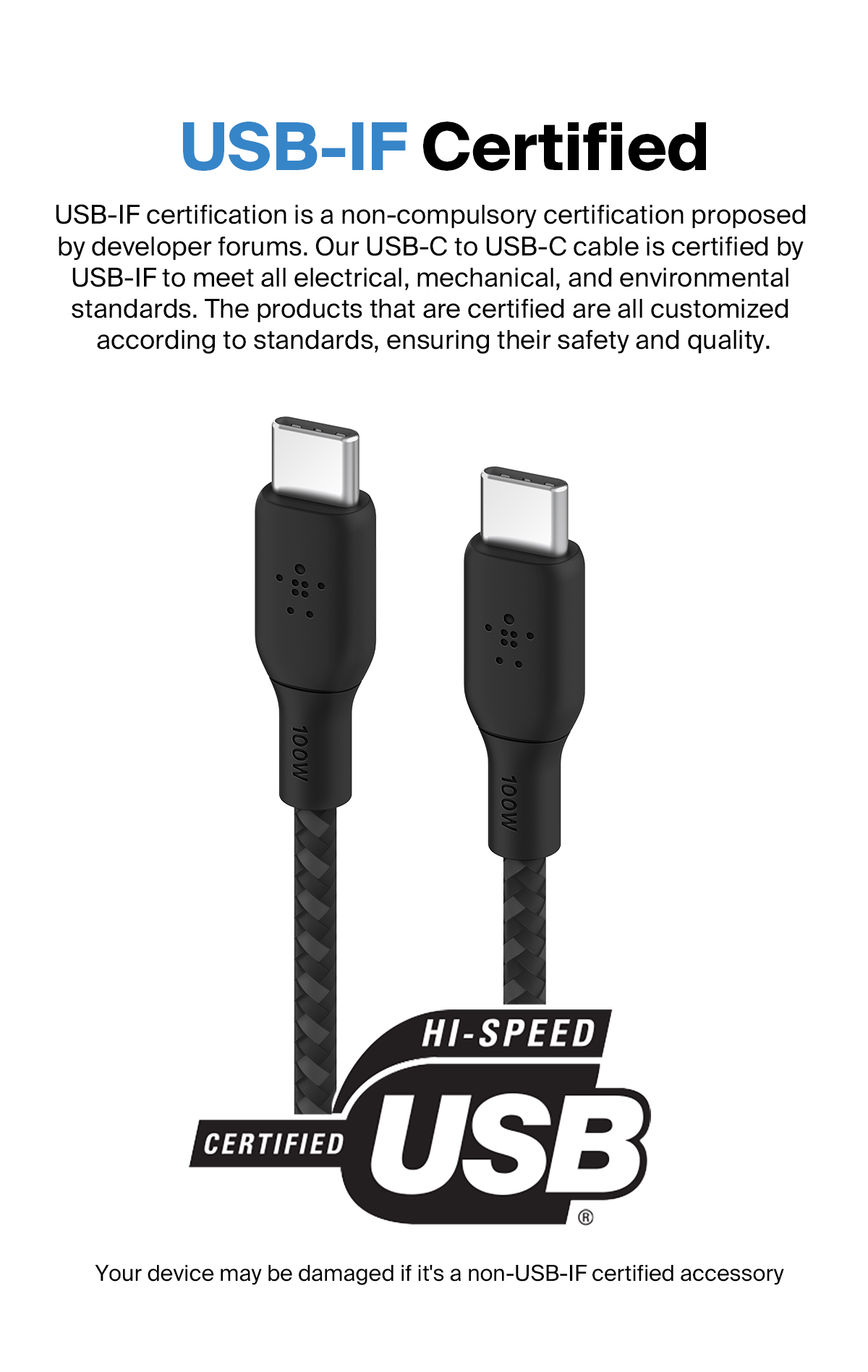 Belkin USB-C To USB-C Cable 100W- CAB014BT2MBK
