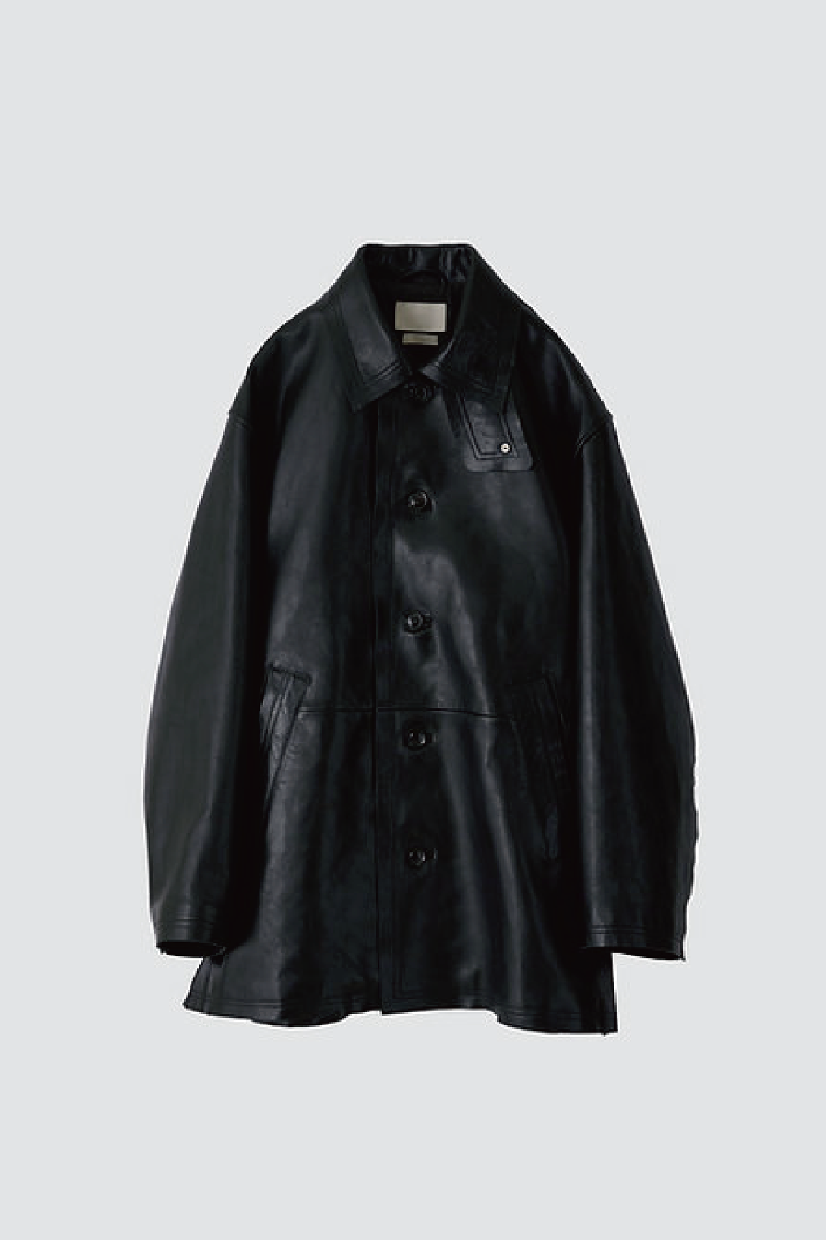 YOKE CUT-OFF LEATHER CAR COAT (2COL)