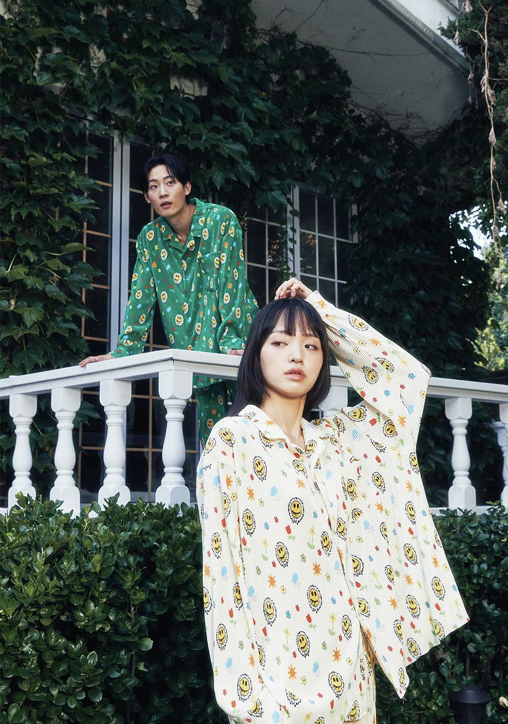 韓國代理品牌 Misterchild 百摺滿版圖案睡衣套裝 套裝 笑臉 睡衣  塗鴨 特殊色