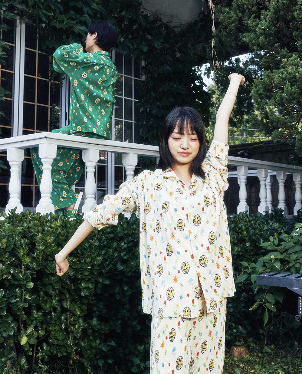 韓國代理品牌 Misterchild 百摺滿版圖案睡衣套裝 套裝 笑臉 睡衣  塗鴨 特殊色