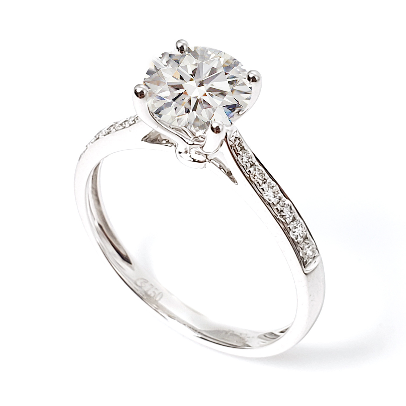 18K白金天然鑽石戒指托