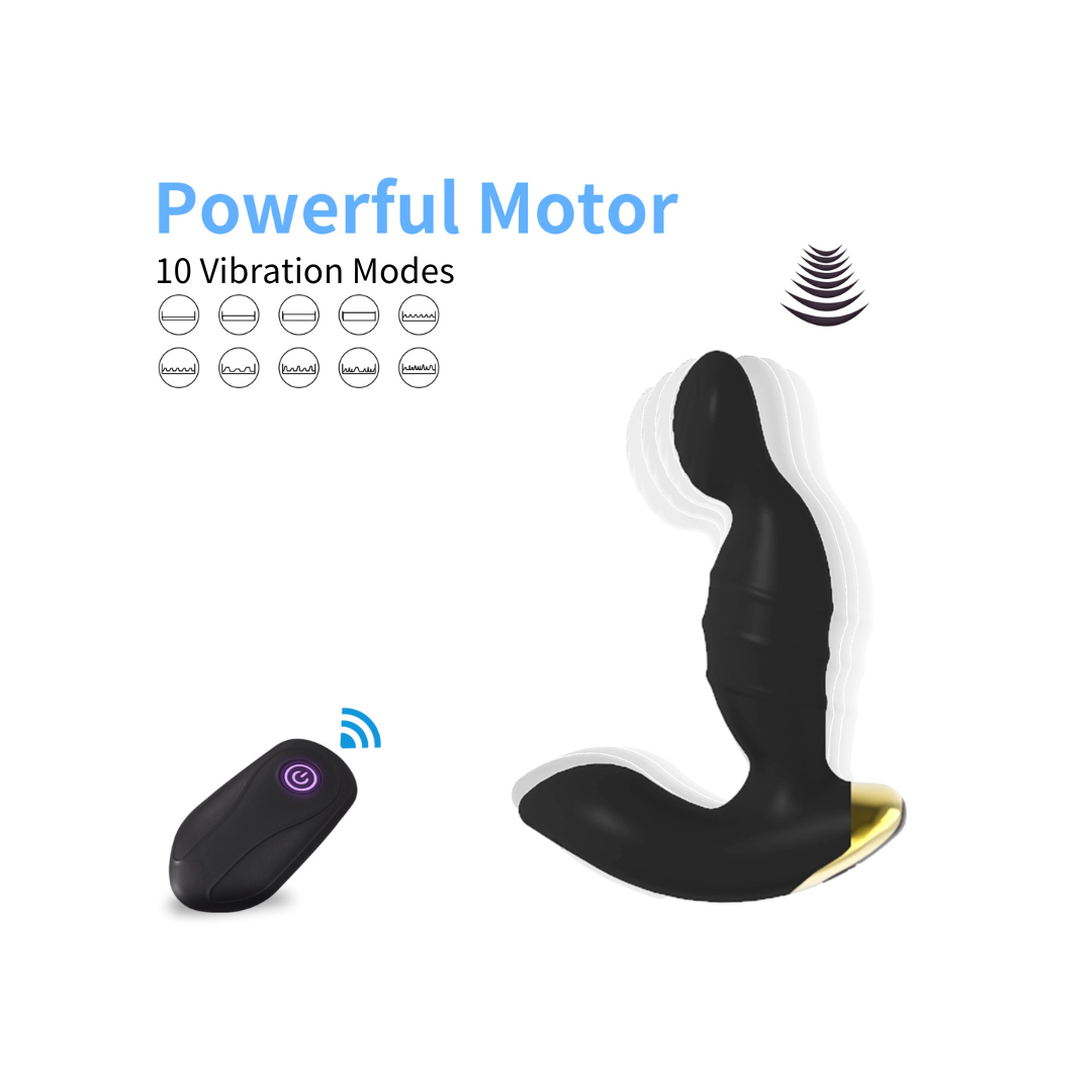 遥控前列腺肛門震動棒 - 兩段彎曲型