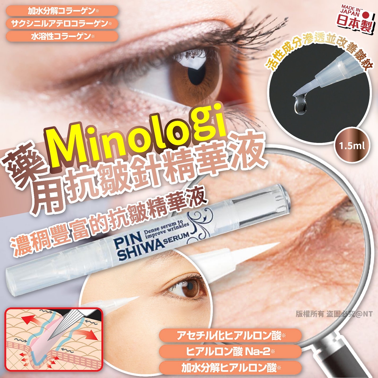 日本製Minologi藥用抗皺針精華液1.5ml