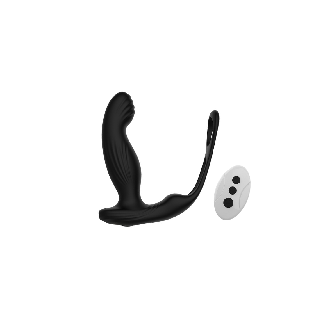 可遙控自動加熱後庭前列腺陰莖三重震動器