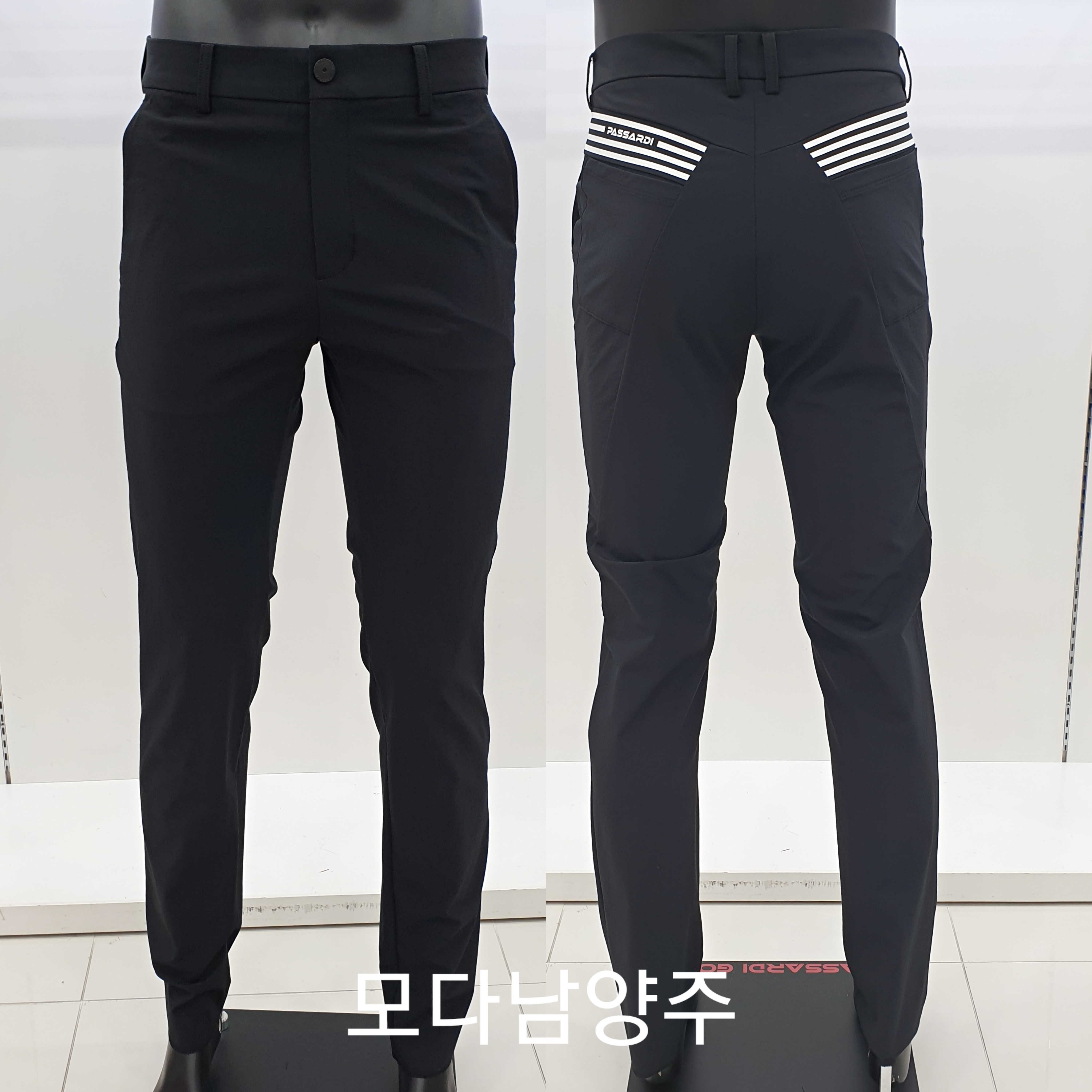 男款401M 韓國Passardi Golf/ 春夏斜線切開彈性線條合身版修身長褲/高爾夫球褲