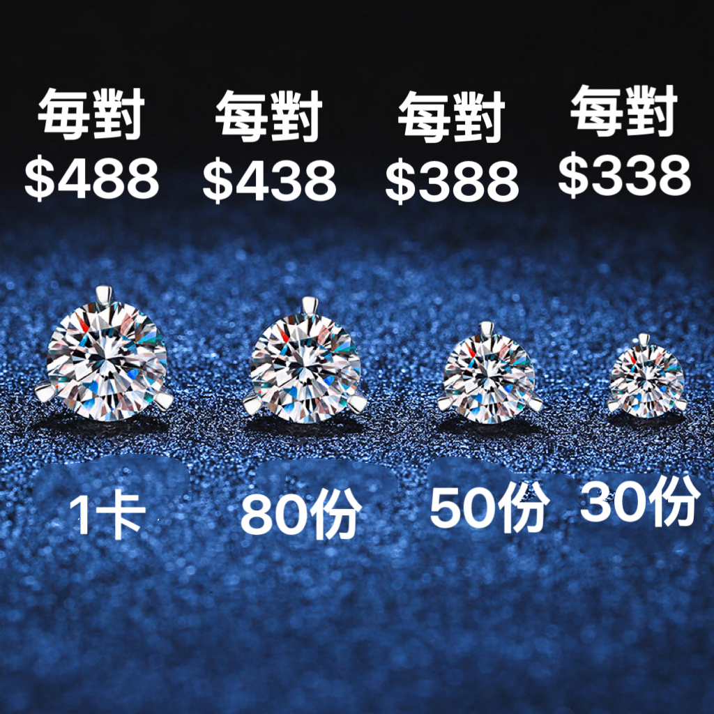 3爪莫桑鑽耳環   E048