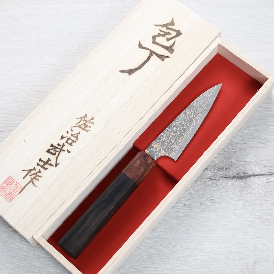 佐治武士 蔬果刀 90mm VG1W0鋼 黑金大馬士革