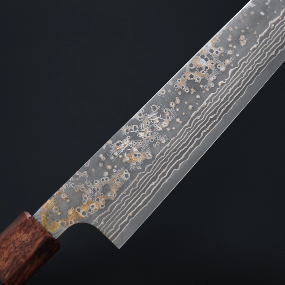 佐治武士筋引270mm VG10W鋼黑金大馬士革