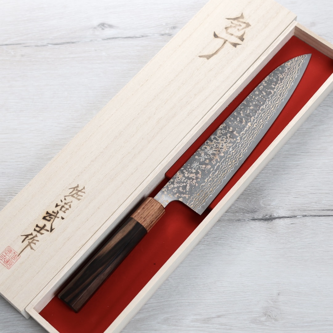 佐治武士 牛刀 240mm VG10W鋼 黑金大馬士革