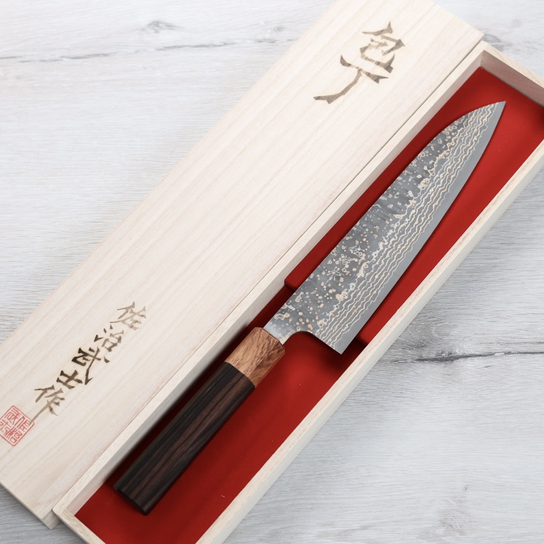 佐治武士 牛刀 210mm VG10W鋼 黑金大馬士革