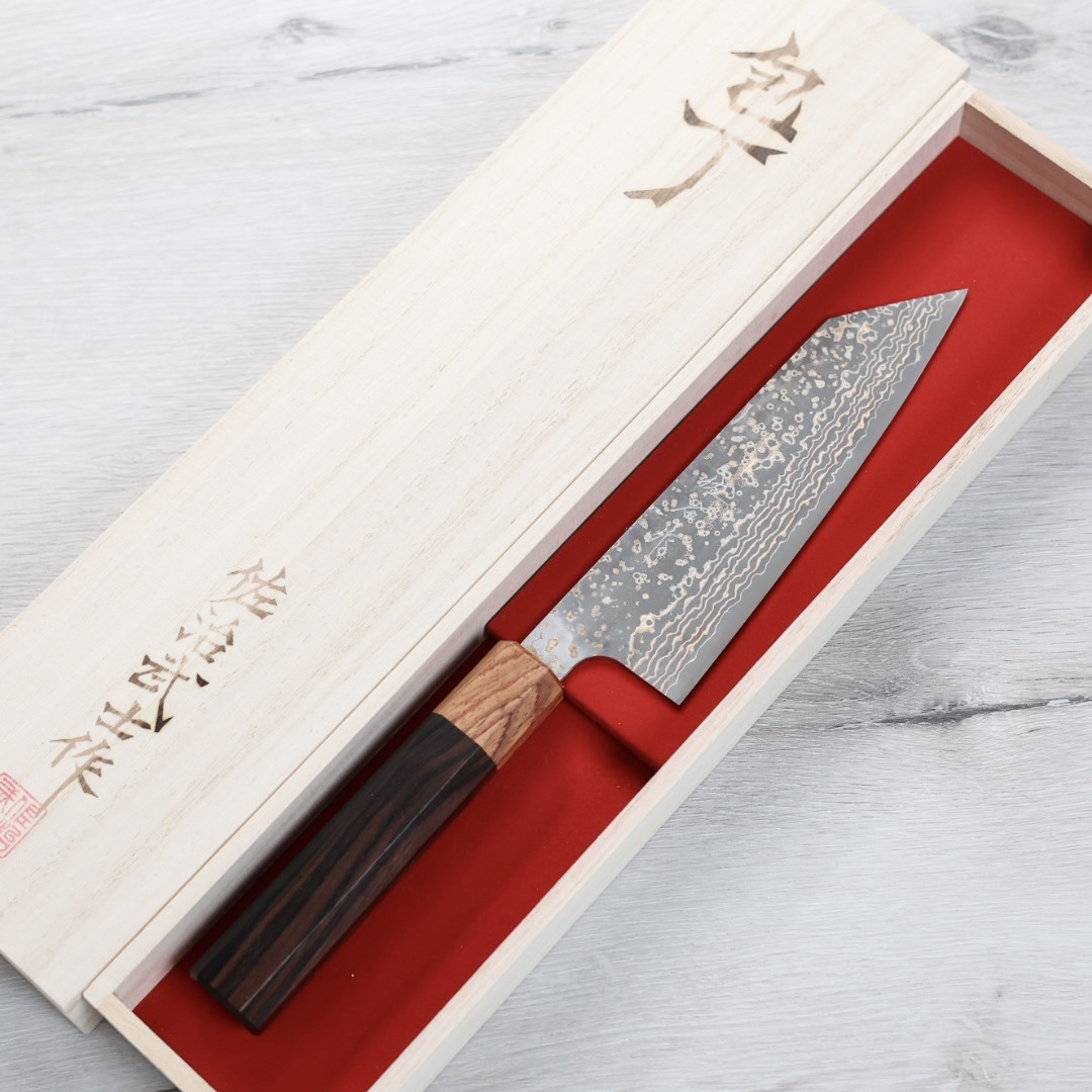 佐治武士 文化刀 165mm VG10W鋼 黑金大馬士革