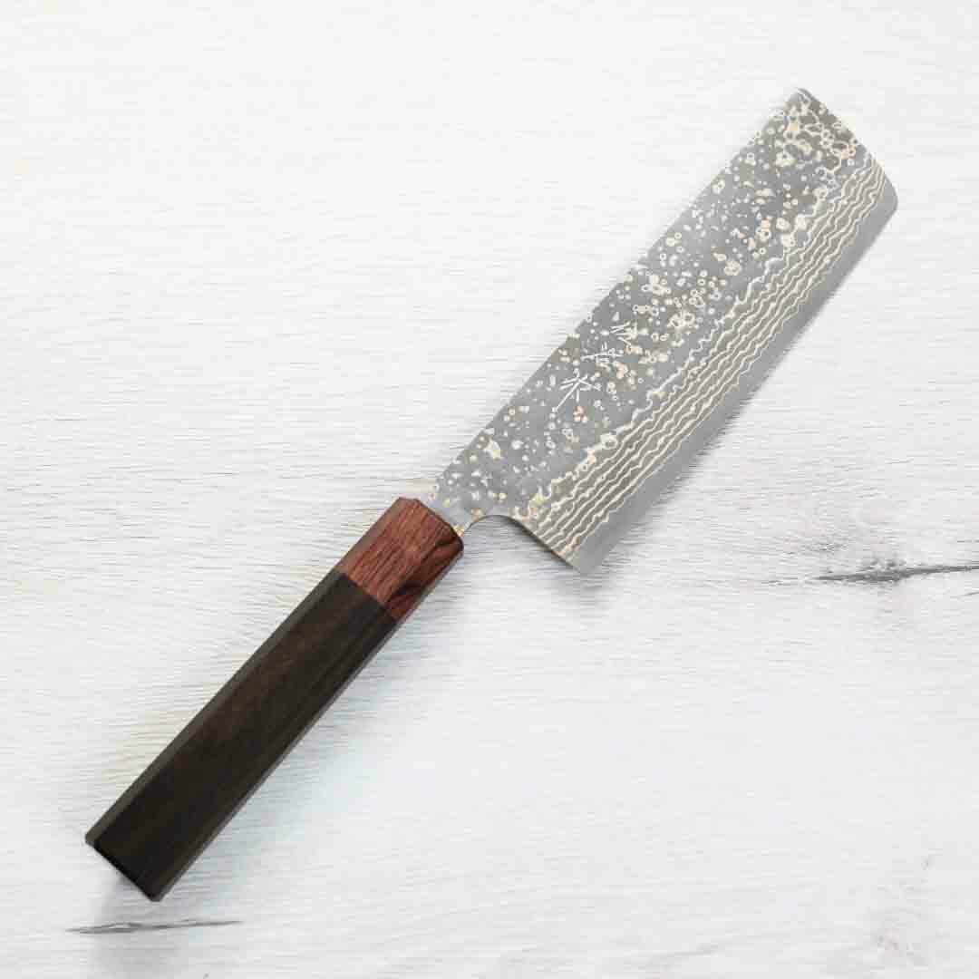 佐治武士 菜切 165mm VG10W鋼 黑金大馬士革