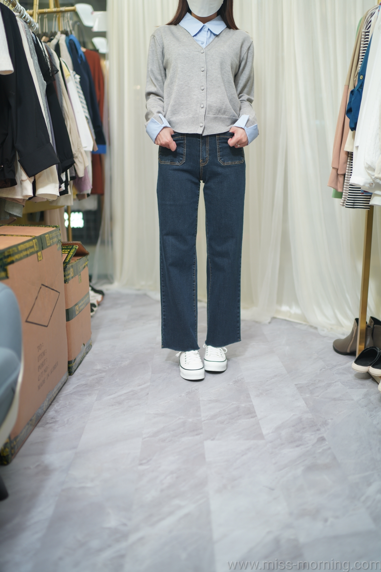 全條彈彈超顯瘦兩袋牛仔褲(33632)