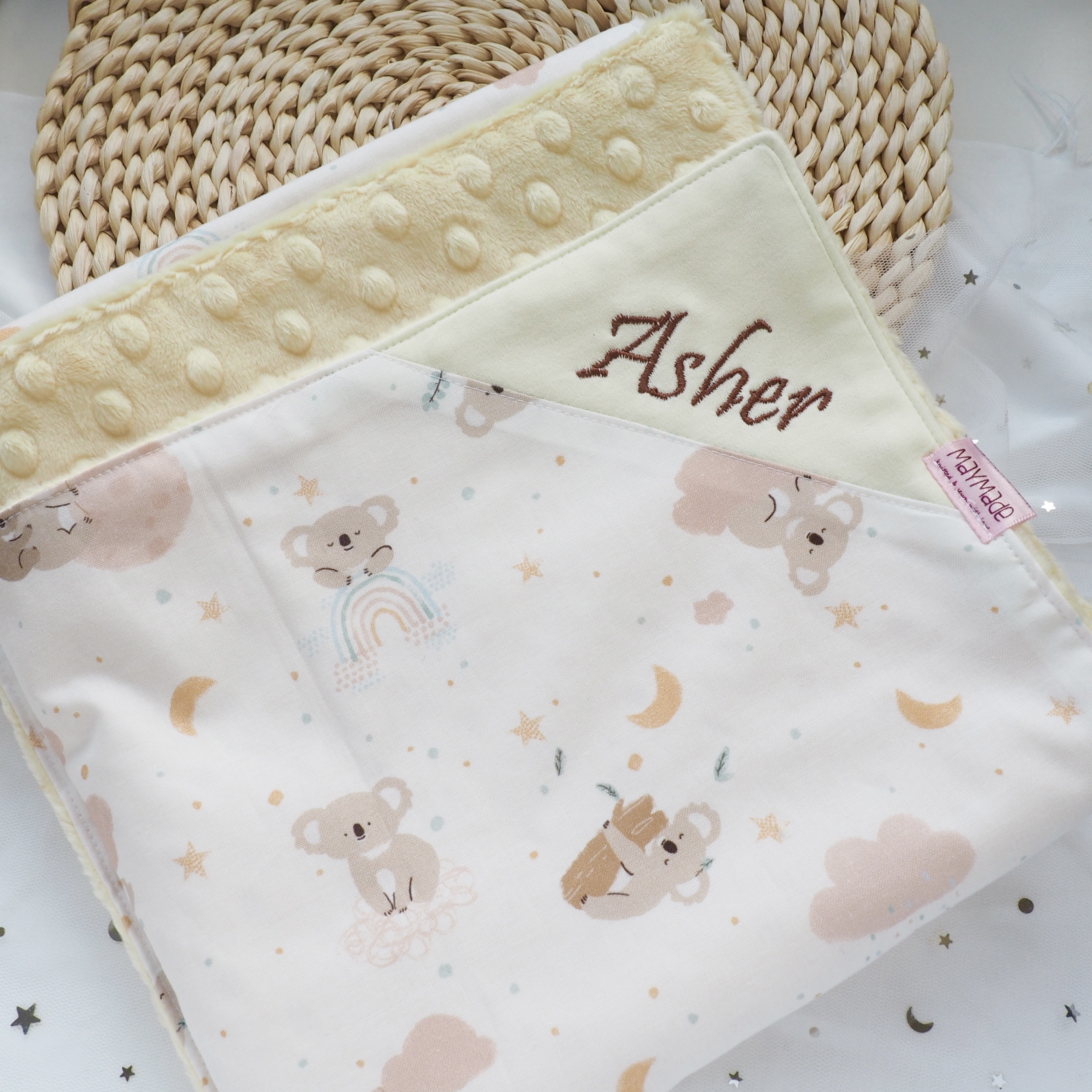 啡色樹熊 BB被仔 嬰兒被 可繡名