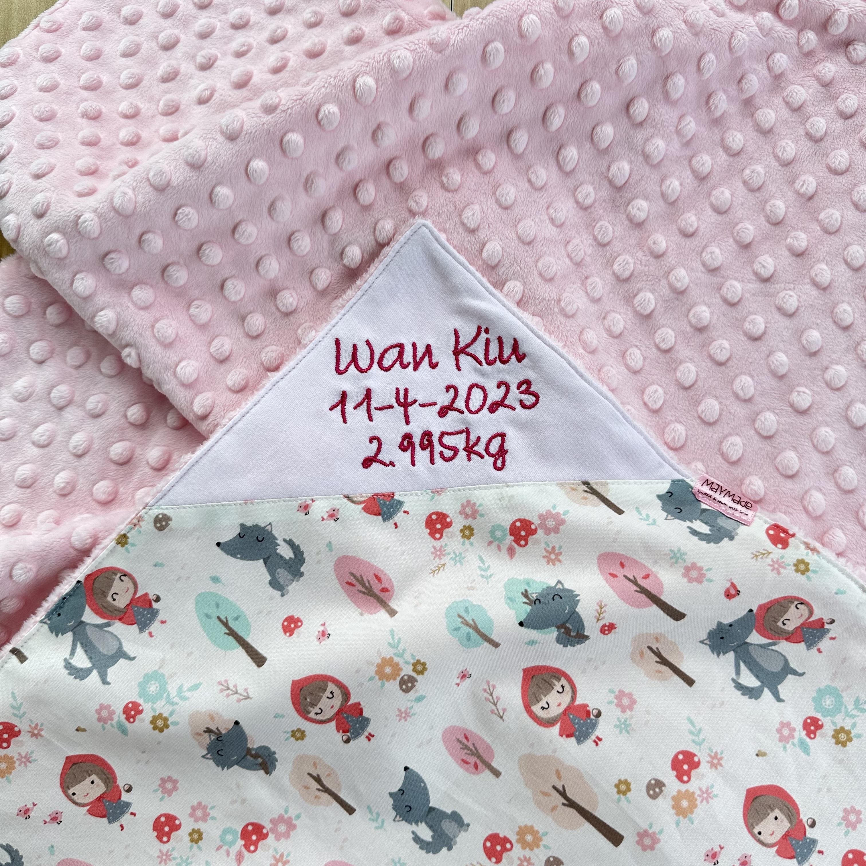 小紅帽圖案 BB被仔 嬰兒被 可繡名