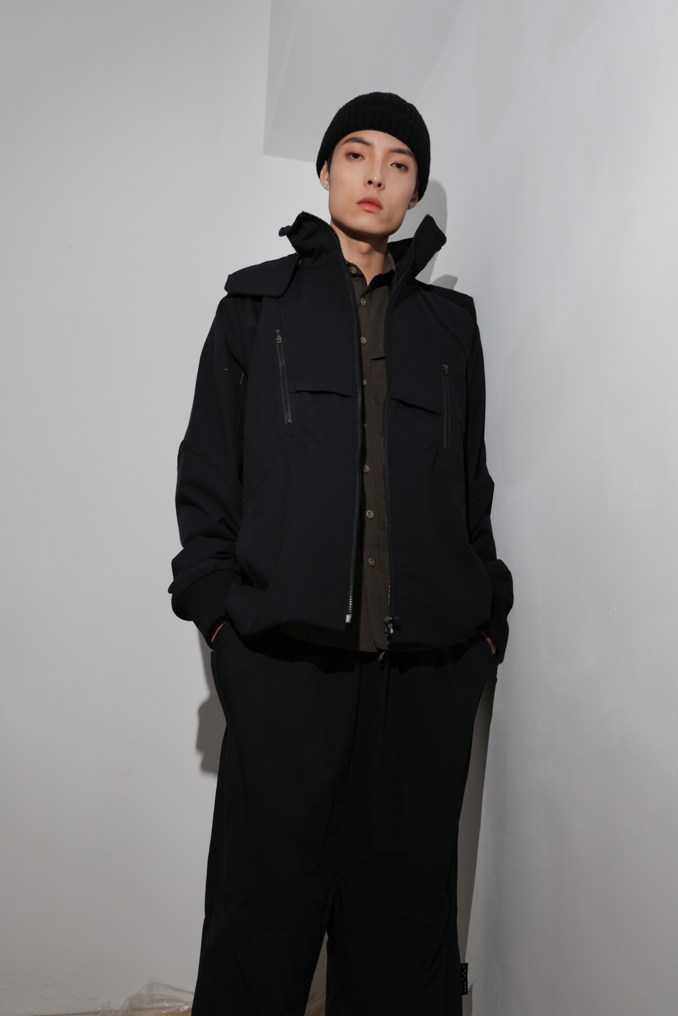 連帽功能夾克-黑