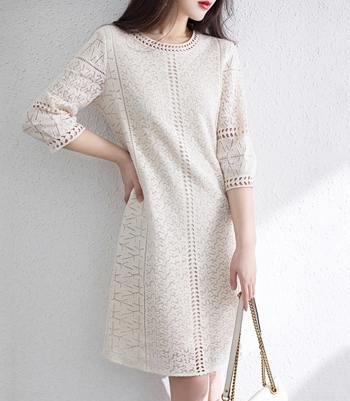 蕾絲緹花七分袖洋裝 兩色