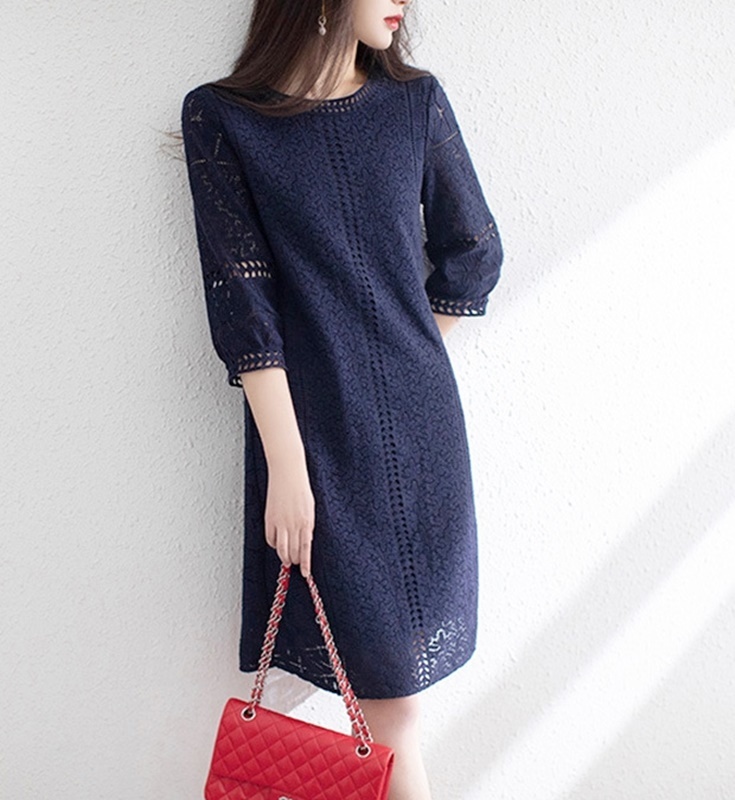 蕾絲緹花七分袖洋裝 兩色