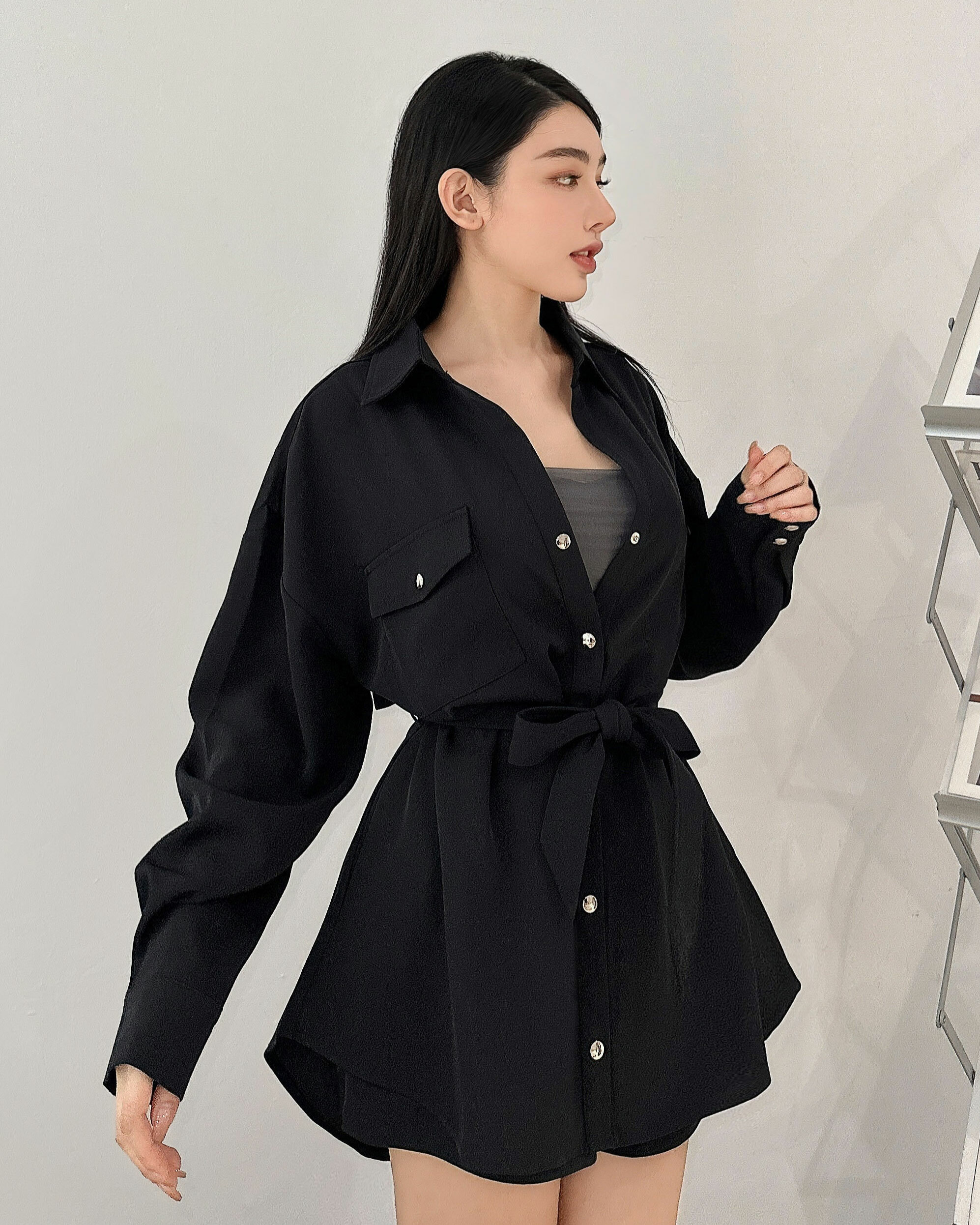 訂製-休閒金釦柔感襯衫套裝