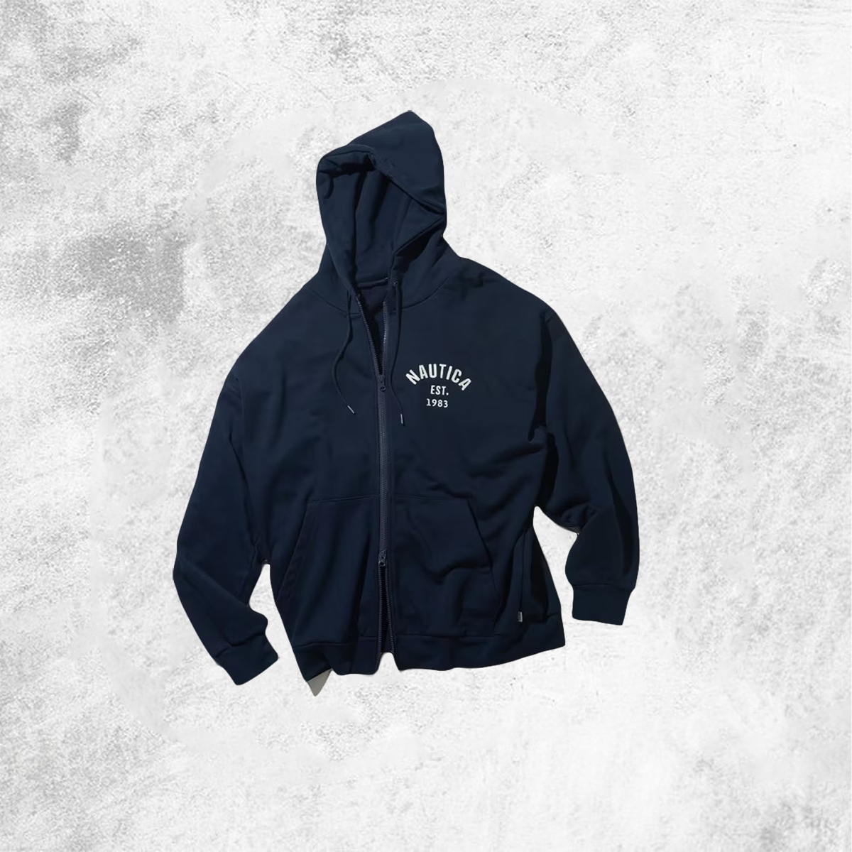 Nautica 23FW Felt Patch Arch Logo Full Zip Sweat Hoodie 帽T外套 雙開拉鍊 保暖外套