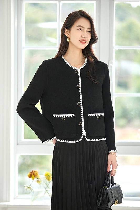 配色滾花羊毛外套 兩色