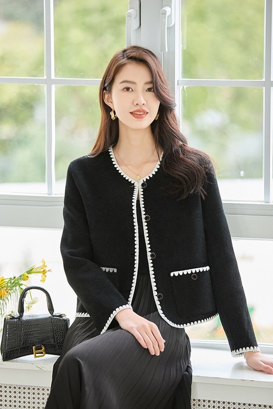 配色滾花羊毛外套 兩色