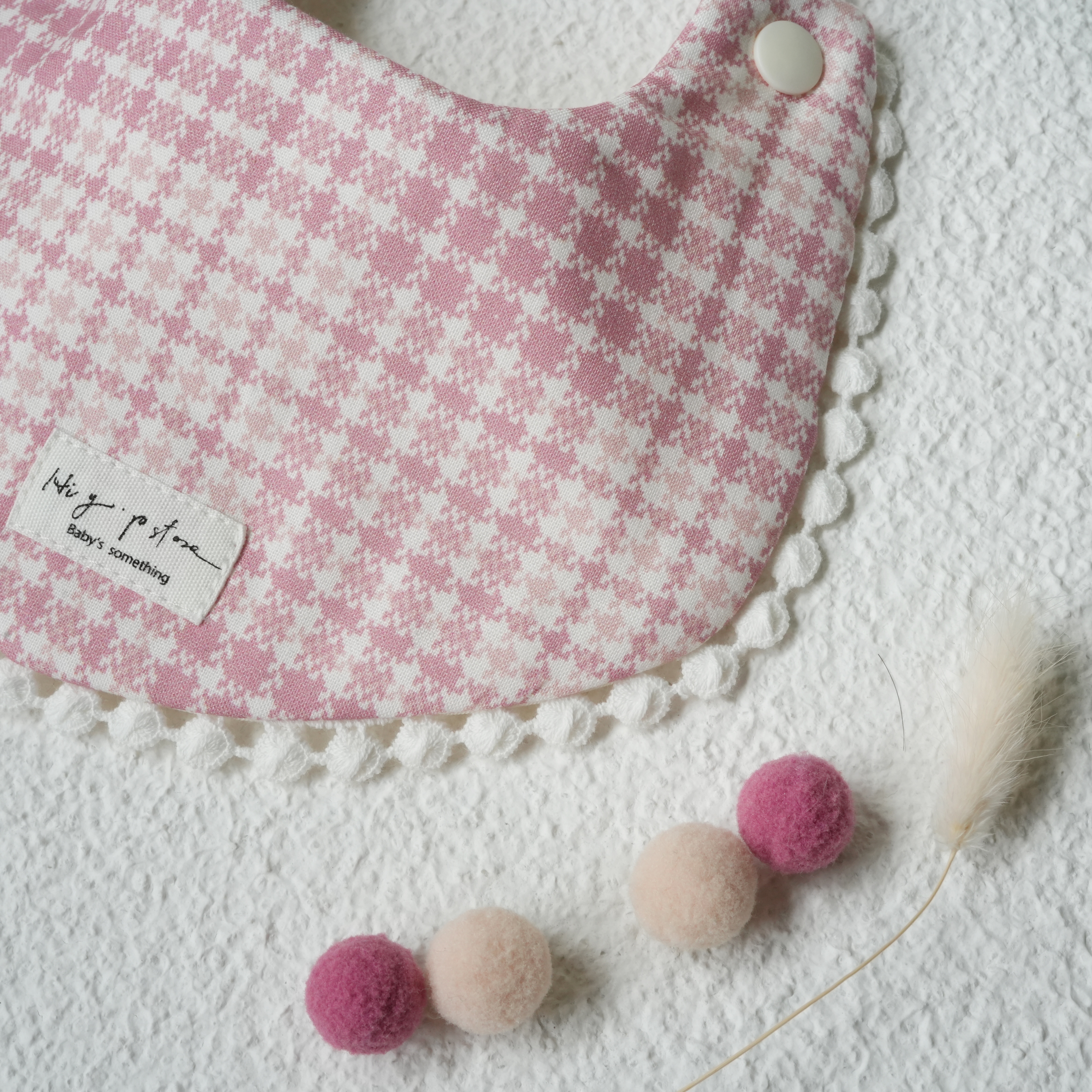 Hi Y.P store-手作圍兜-粉千鳥格