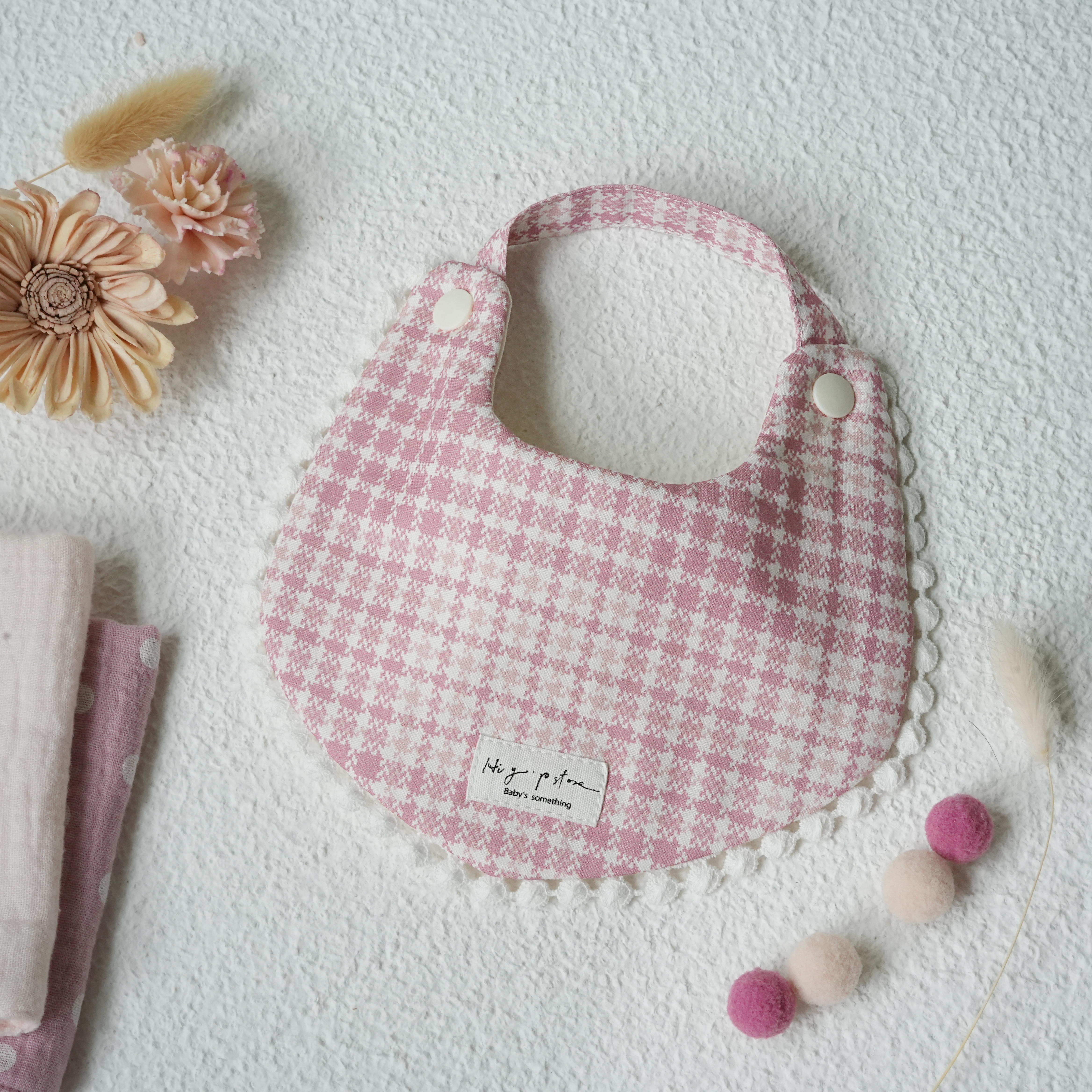 Hi Y.P store-手作圍兜-粉千鳥格