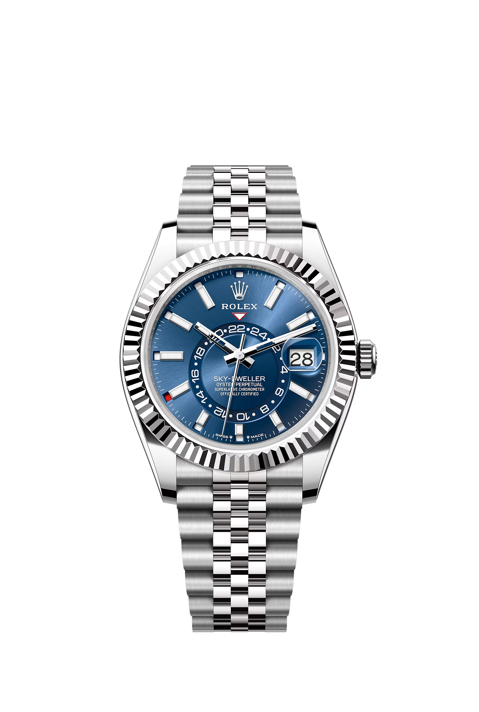 BRAND NEW ROLEX 336934 SKY DWELLER WHITE GOLD STEEL BLUE GMT DATE JUBILEE STEEL 42mm