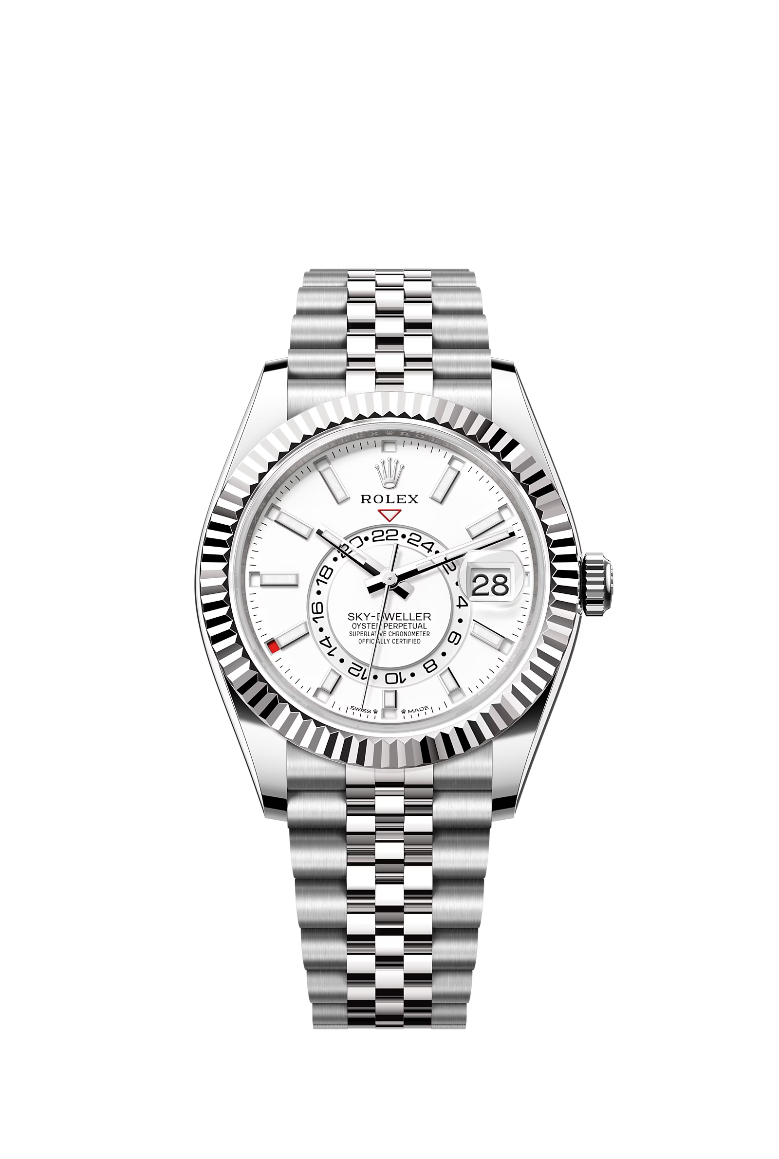 BRAND NEW ROLEX 336934 SKY DWELLER WHITE GOLD STEEL WHITE GMT DATE JUBILEE STEEL 42mm