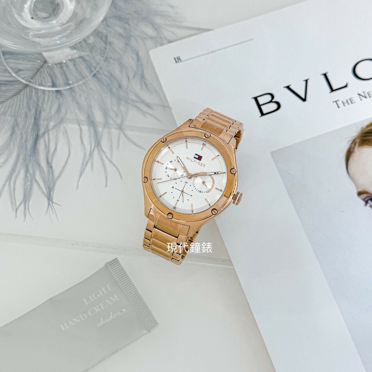 【Tommy Hilfiger】時尚三眼玫瑰金腕錶 1782682 40mm 現代鐘錶