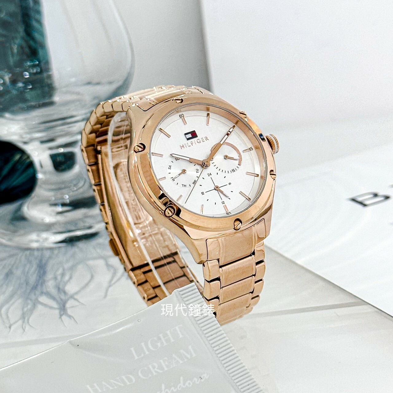 【Tommy Hilfiger】時尚三眼玫瑰金腕錶 1782682 40mm 現代鐘錶