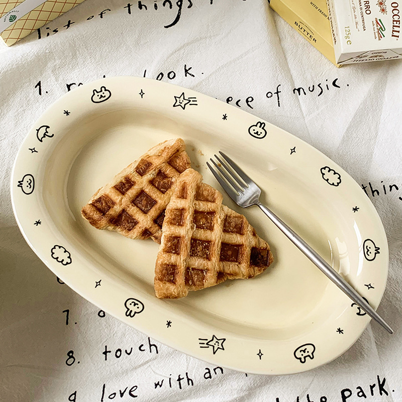 《3080》塗鴉系列奶油陶瓷餐盤組