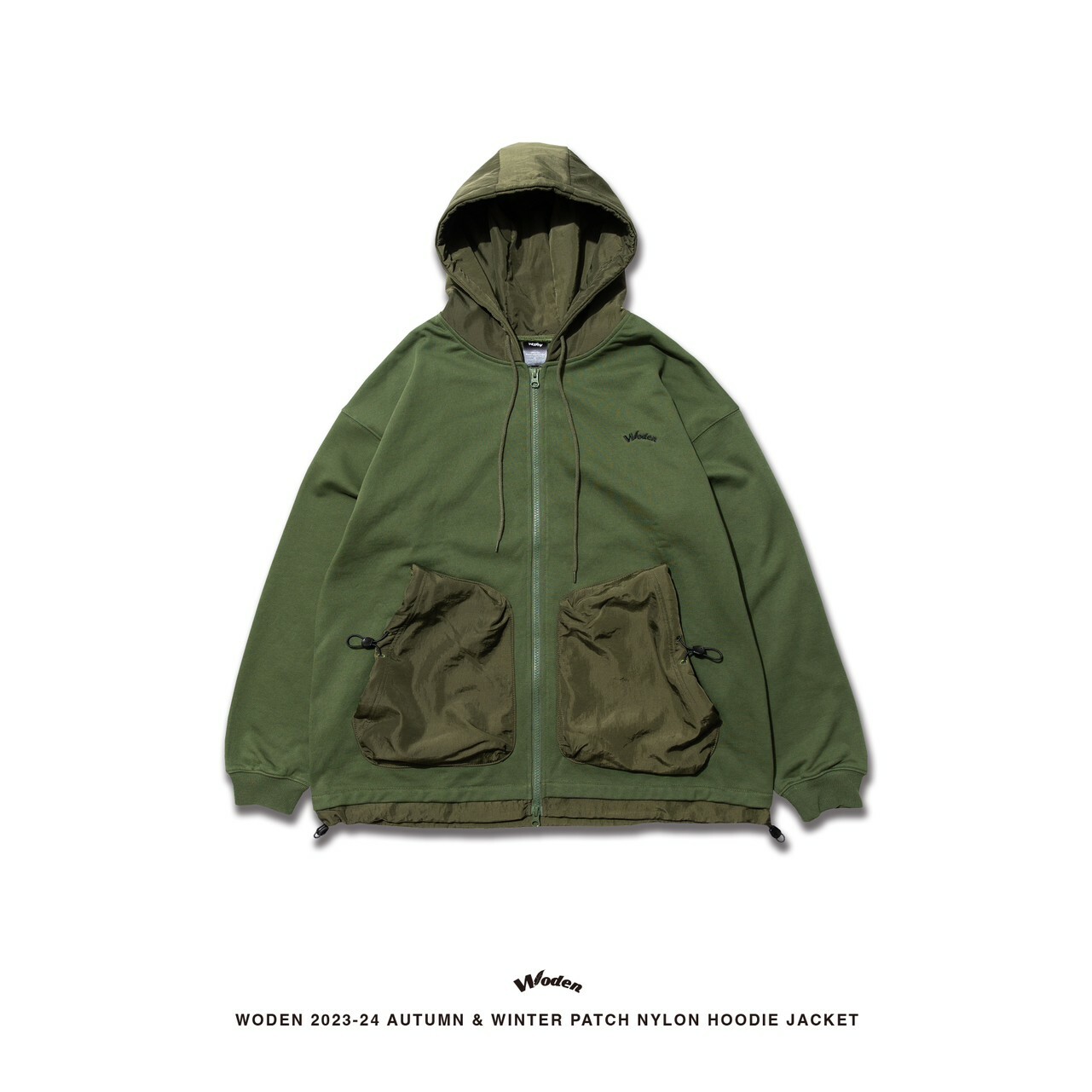 WODEN 2023-24 Autumn & Winter 005 Patch Nylon Hoodie Jacket 綠色