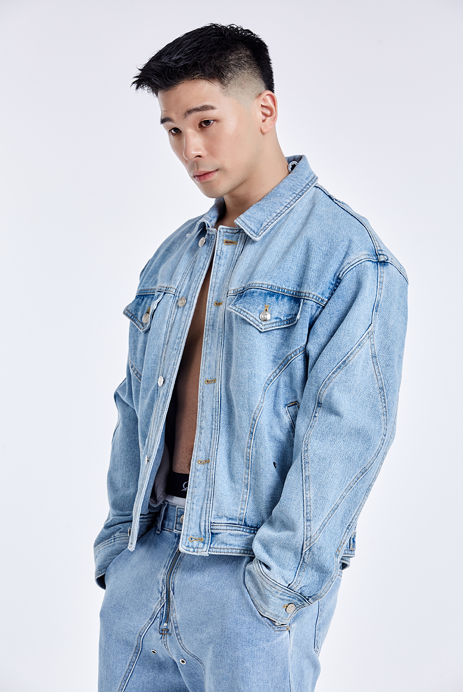 Tunnel Lining denim Jacket - Light Blue