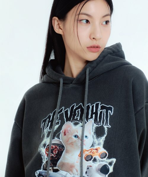 VENHIT - SPACE CAT HOODIE (CHARCOAL)