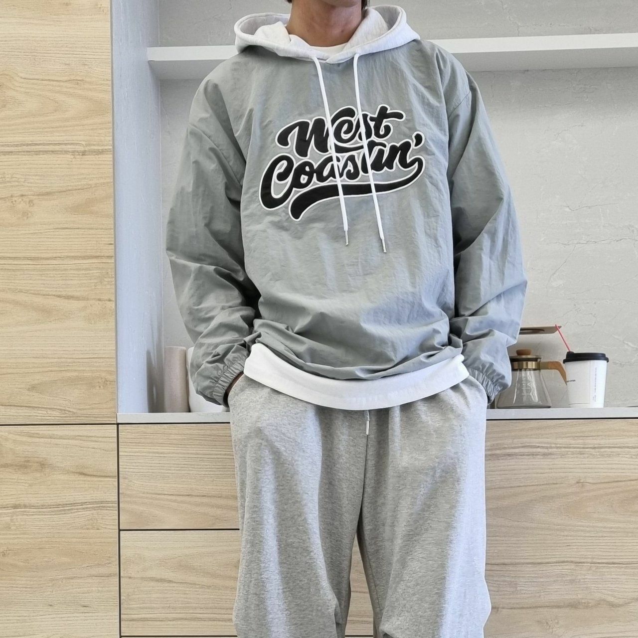 拼色英文字連帽衛衣 And Liberty-004T