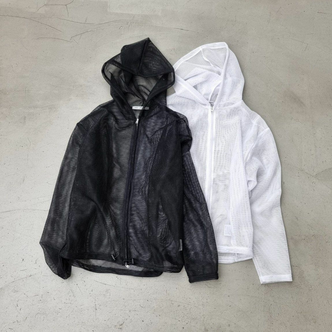 淨色透視連帽拉鍊外套 And Liberty-008JK