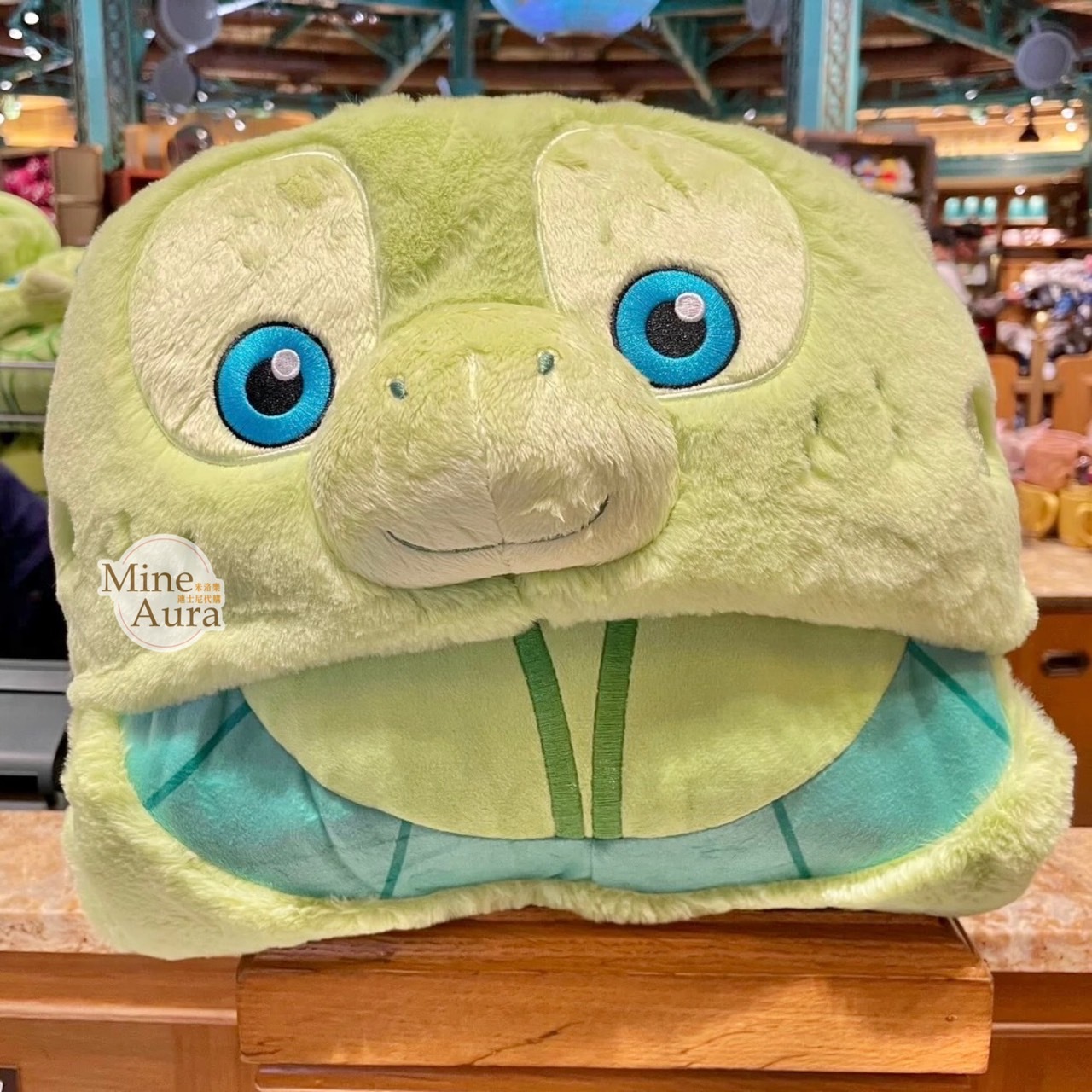 奧樂米拉 海龜 OluMel 連帽造型 披肩 毛毯 可摺疊收納 -上海迪士尼樂園