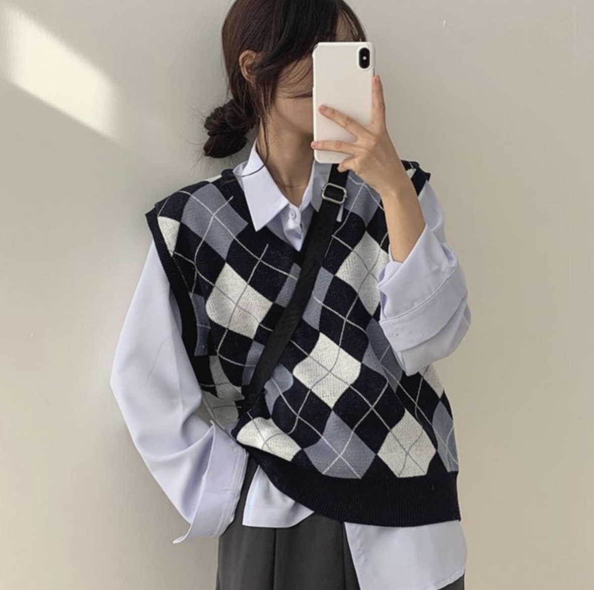 Lilac Argyle Knit Vest