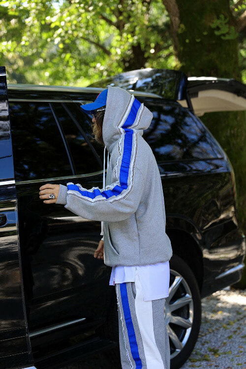 流蘇線條寬鬆版連帽T恤