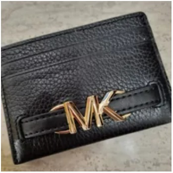 [S] MICHAEL KORS 35S3G6RD3L LG CARD HOLDER LEATHER ,BLACK, 196163779171 (SMK619)