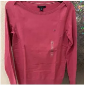 [S] TOMMY HILFIGER SOLID BOATNECK SWEATER,ROSE, 76J3281-640 (STH408)