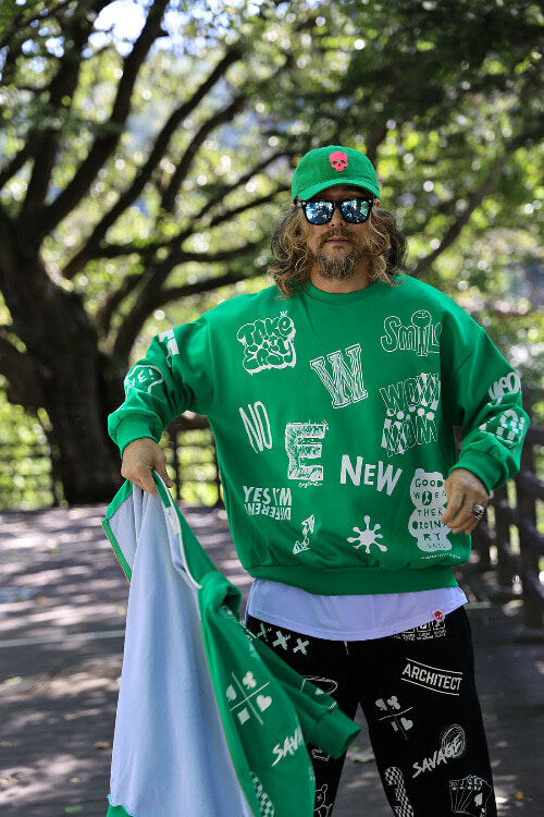 混合圖案印花運動衫大學T