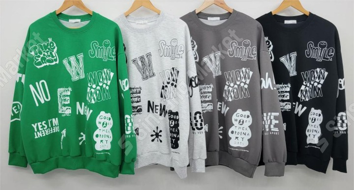 混合圖案印花運動衫大學T